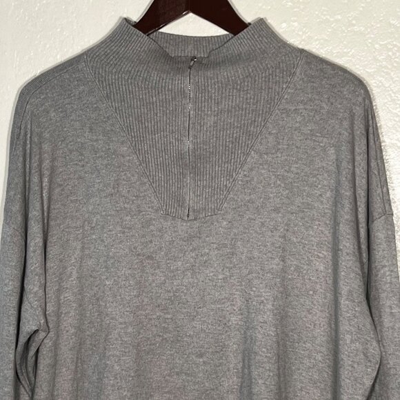 Haven Well Within Gray Mock Neck Sweater Top XL 90% Cotton 10% Cashmere flaw - Picture 4 of 16